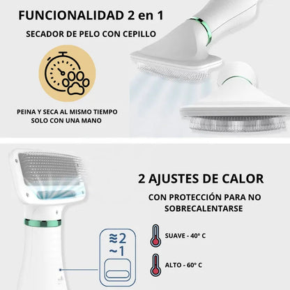 CEPILLO SECADOR 2 EN 1 PARA MASCOTAS